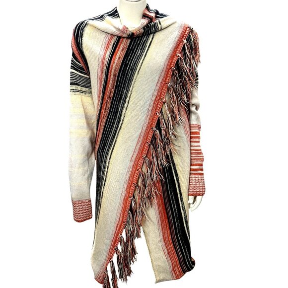 CCC Open Front Sweater Loose Fringe Long Wrap Knitted Cardigan Long Sleeve SZ XL - Picture 1 of 8